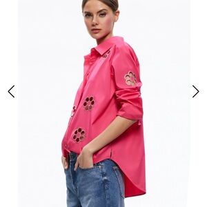 Alice + Olivia Finely Embellished Floral Shirt